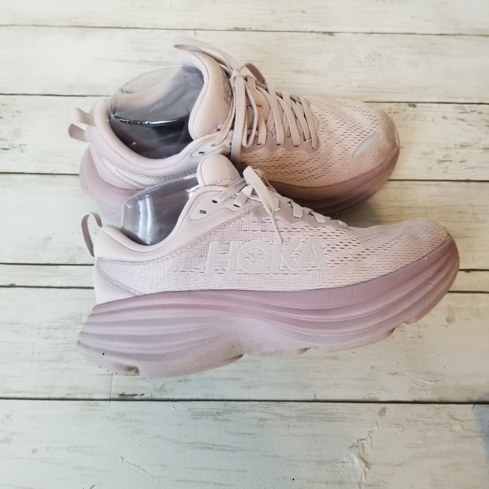Hoka Bondi 8 Lavender Color Athletic Walking Comfort Running Shoe - Picture 5 of 16